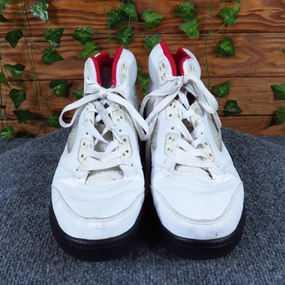 Nike Air Jordan 5 Retro Fire Red‎ Men Basketball Shoes Size 9.5 White Leather